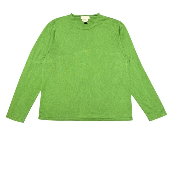 Banana Republic Mens Silk Cashmere Crew Neck Long Sleeve Sweater Green Size L